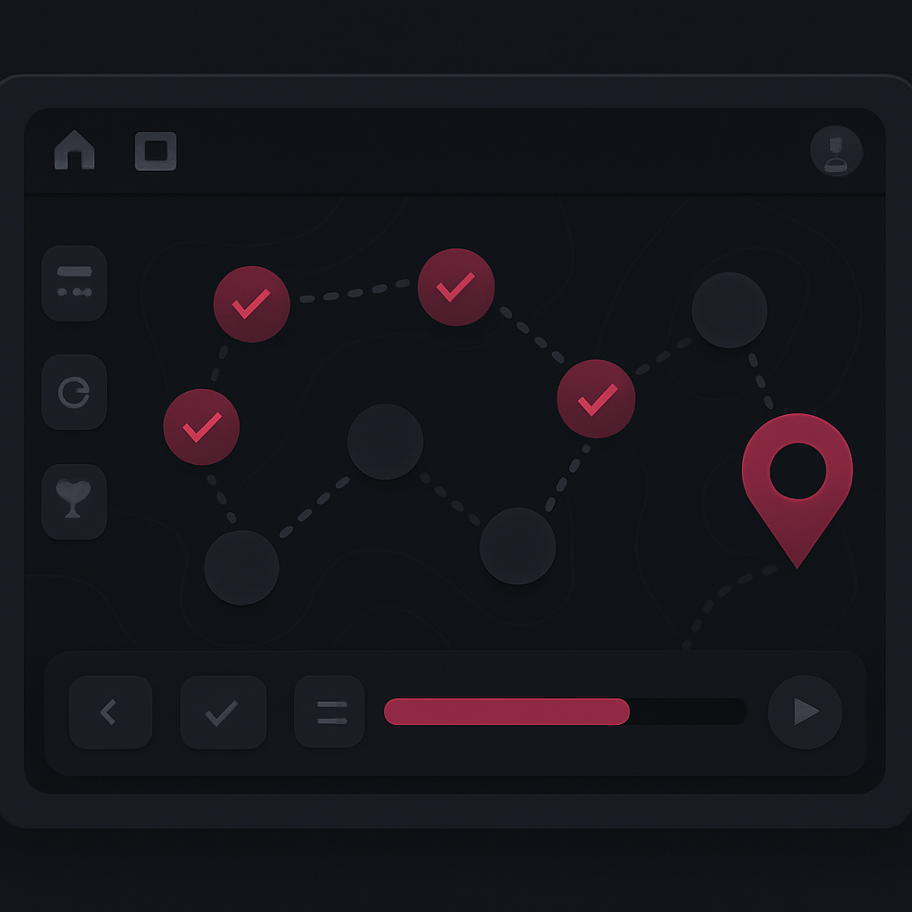 Interactive quest map with validation stages