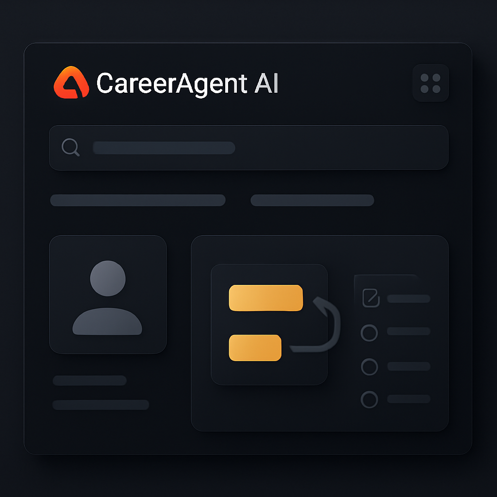 Professional software engineer at modern workspace with AI-powered career dashboard showing resume optimization, job matches, and interview scheduling
